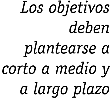 Los objetivos deben plantearse a corto a medio y a largo plazo